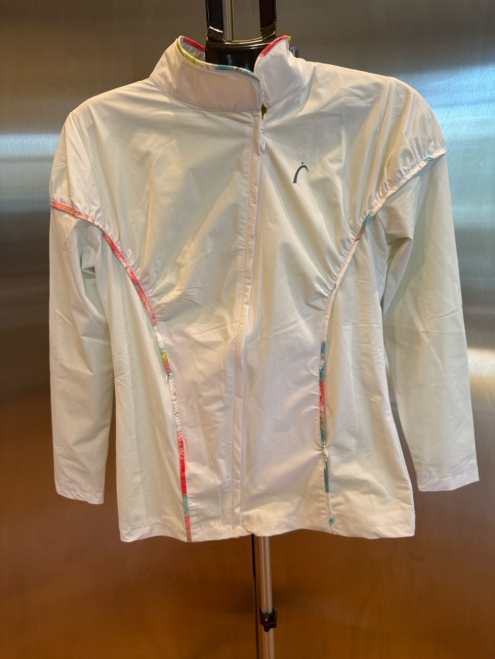 Lightweight White Athletic Zip Jacket with Subtle Color Trim Made in Italy